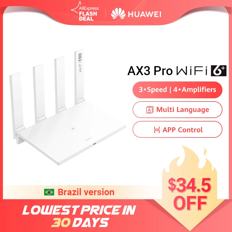 Бразилия версия HUAWEI WiFi AX3 Pro четыре усилителя (AKA AX3 Quad Core) WiFi 6 + беспроводной маршрутизатор WiFi 5 ГГц ретранслятор 3000 Мбит/с NFC