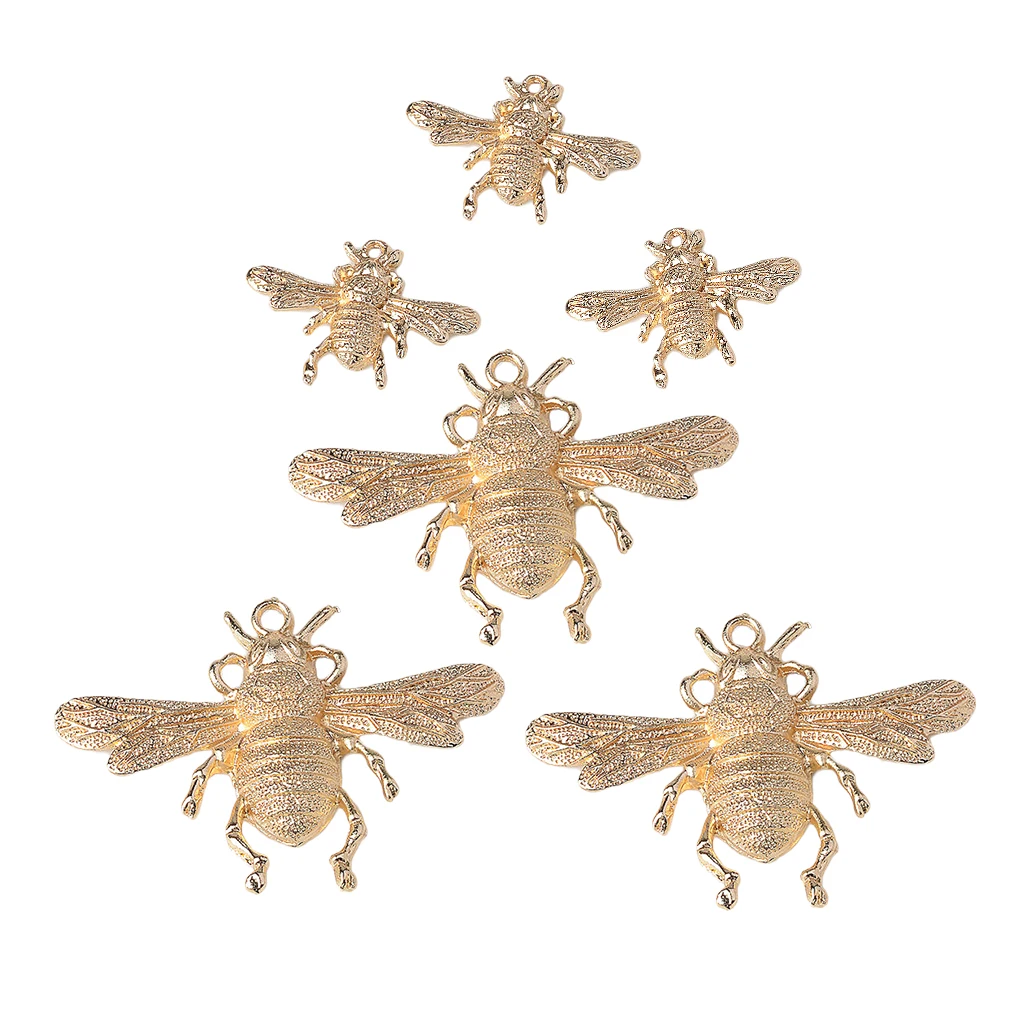 6x Gold Alloy Bee Embellishment Decorative Flatback Buttons Scrapbooking DIY 