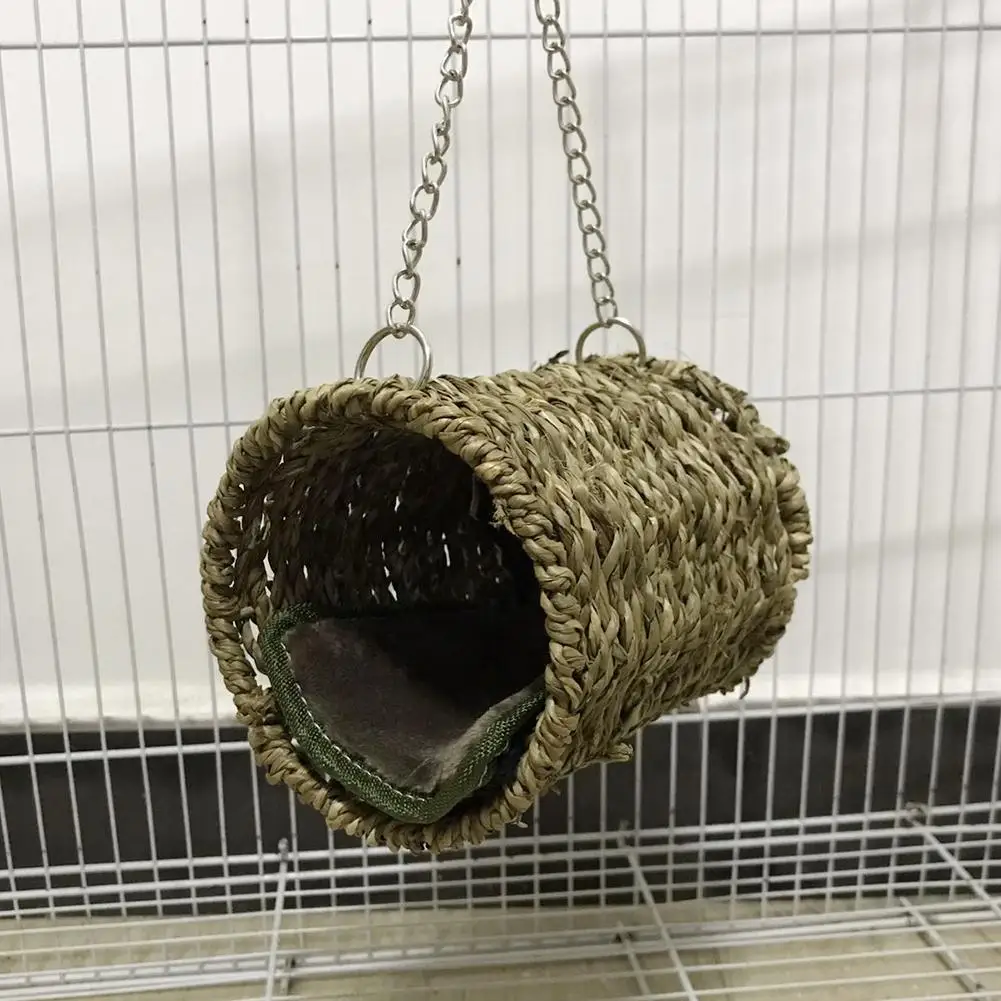 Rat Chinchilla Squirrel Parrot Winter Warm Nest Wool Hammock Natural Straw-Waven Hamster With Velvet Cushion Random Colors | Дом и сад