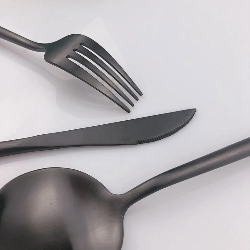 Корейская нержавеющая сталь черный набор столовых приборов столовая посуда набор серебряных приборов Обеденный нож торт вилка