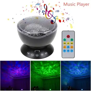 

Colorful Ocean Wave Projector LED Night Light with Music Player Remote Control Mini Music Novelty baby lamp or kids
