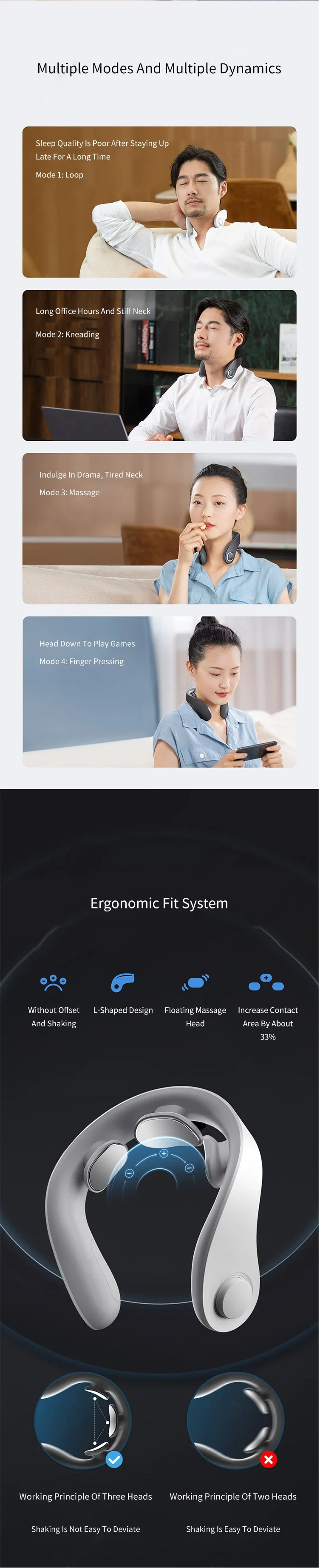 Jeeback G5 Electric Neck Massager Cervical Massager Pulse Vibration Heating Massage Neck Pain Relief for Health Care Relaxation Machine