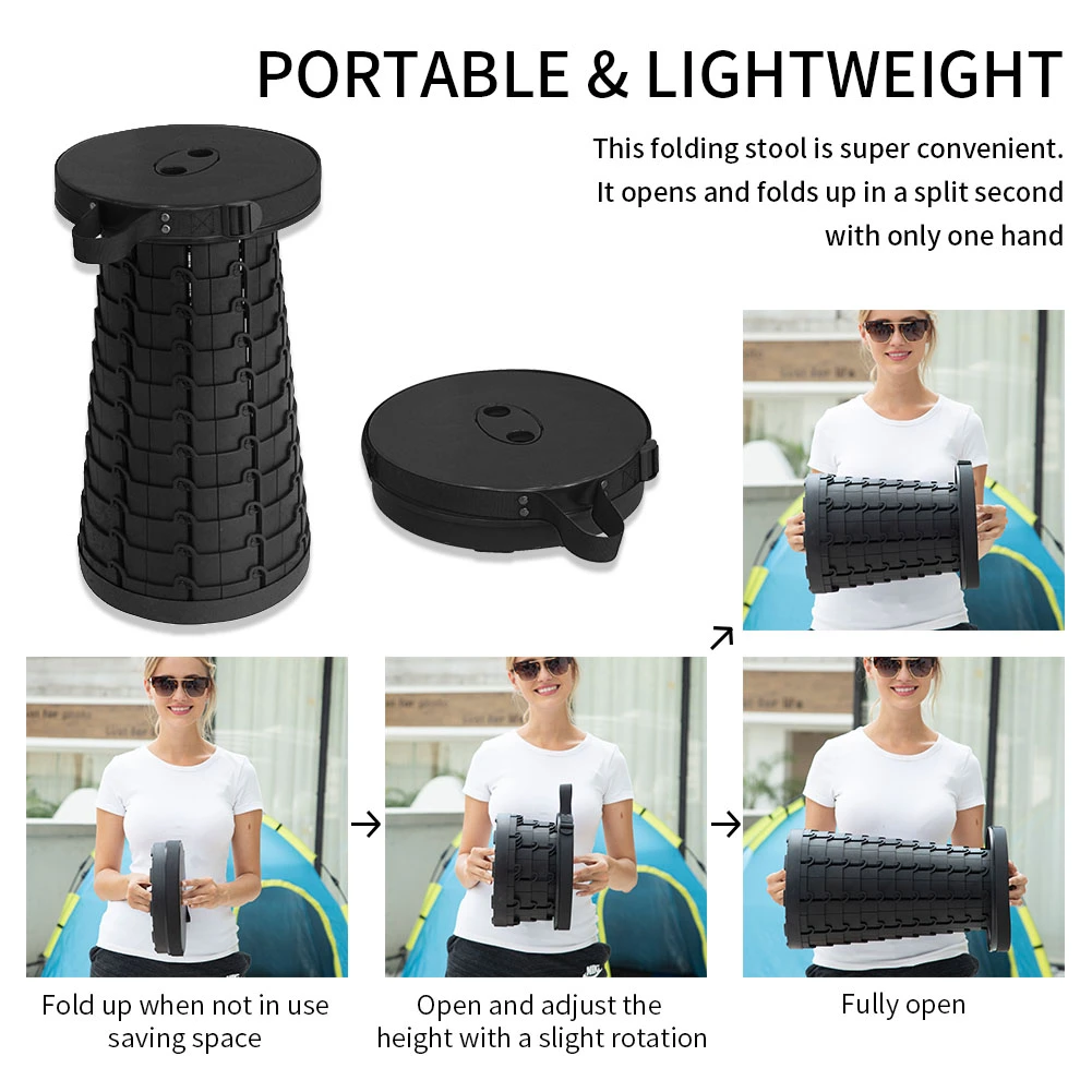 

Convenient Retractable Stool Easy To Carry Outdoor Stable Protable Folding Camping Fishing Chair Support Adults Safe Enough
