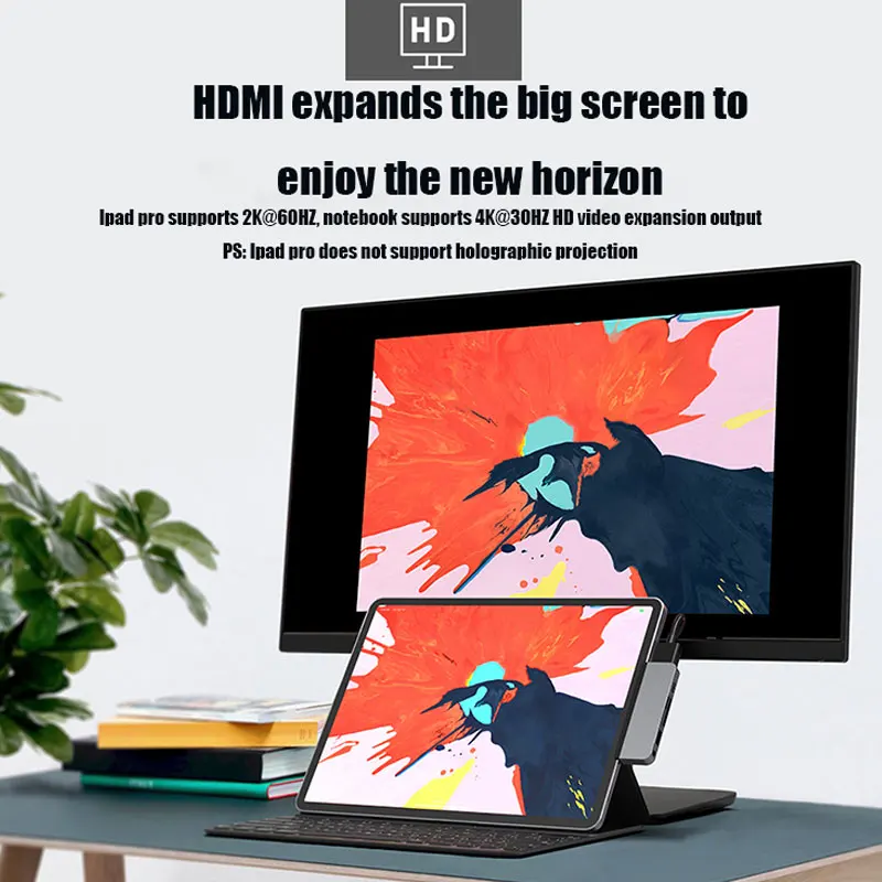 USB C концентратор адаптер с USB-C TYPE C зарядка PD 4K HDMI USB 3,0 3,5 мм наушники с iPad Macbook Pro SAMSUNG note s10 pro