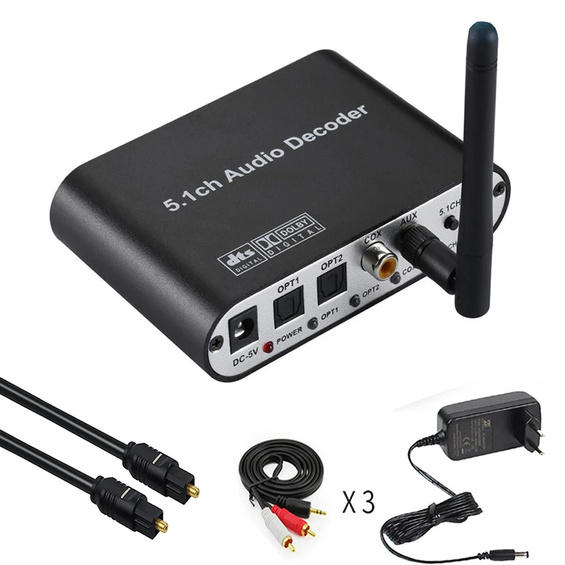 DAC615 DTS Digital 5.1 Audio Decoder Converter Gear DAC Bluetooth BT 5.0 US B Music Player SPDIF Optical Coxial input FLAC APE A