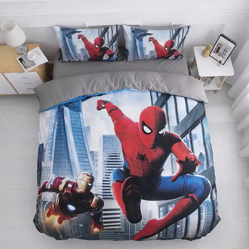 Spider Man Iron Man Bedding Set Twin Size Bed Linens For Kids