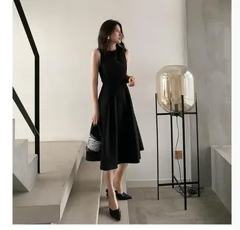 

New 2020 Women Casual Party dress Sleeveless Strap Sexy backless Dress Summer Female Sundress Black