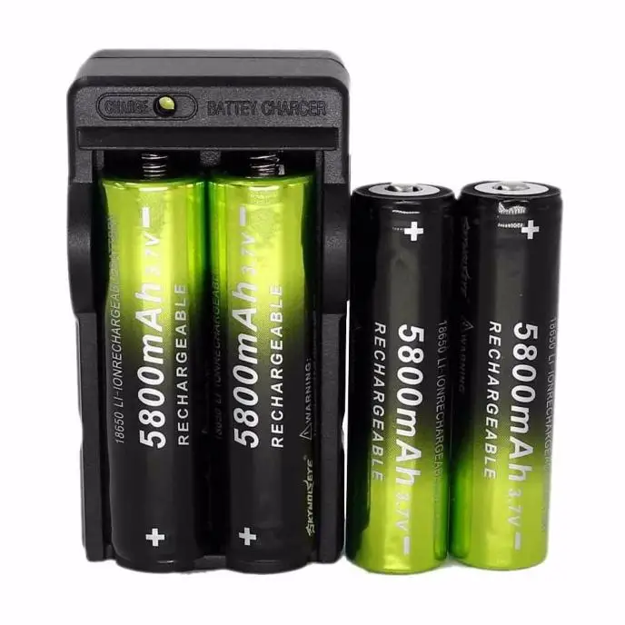 Gtf 4pcs Li-ion 18650 3.7v 5800mah Rechargeable Battery For Flashlight & Dual Smart Charger New Design 2021 | Освещение