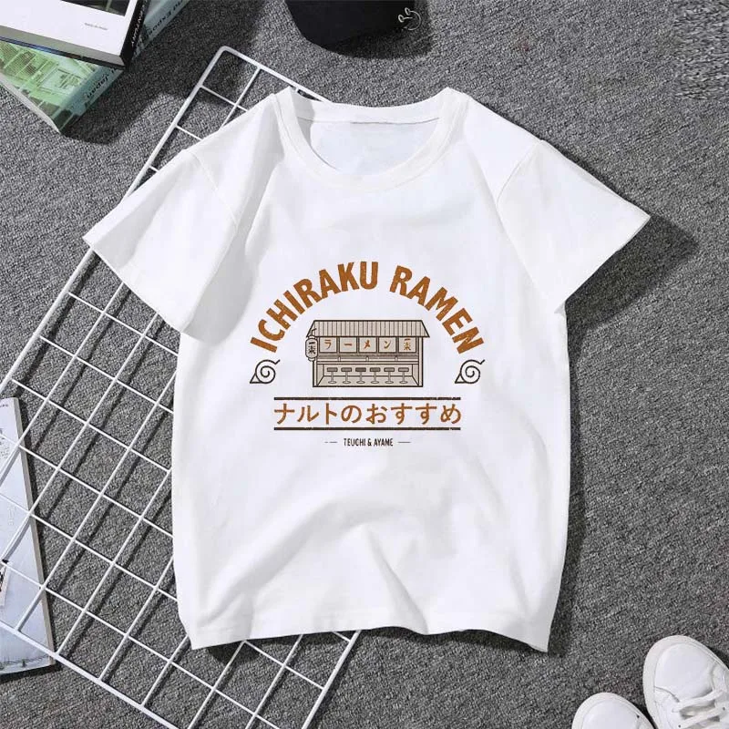 Наруто ICHIRAKU RAMEN Мужская футболка с коротким рукавом и круглым вырезом надписью