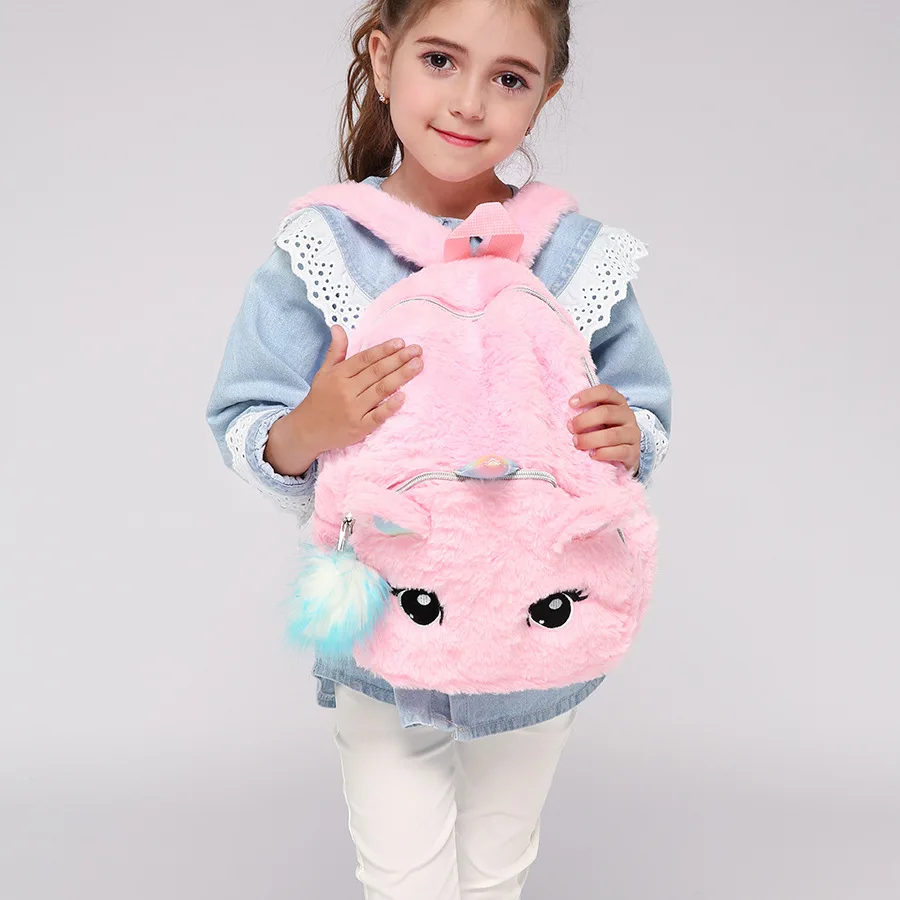Plush Unicorn Backpack Fluffy Unicorn School Bag Baby Children