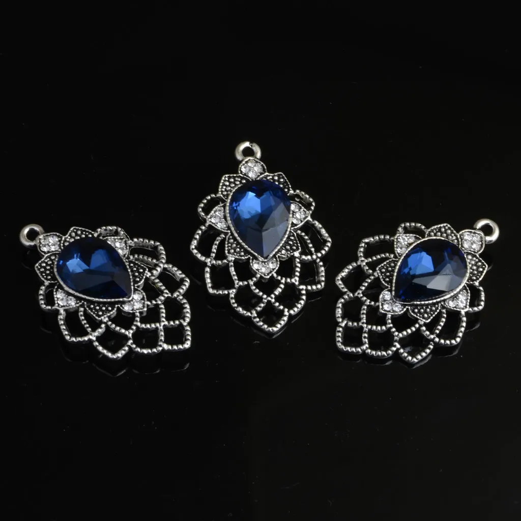 

10 Piece Vintage Crystal Rhinestone Pendant Charms for DIY Necklace Jewelry