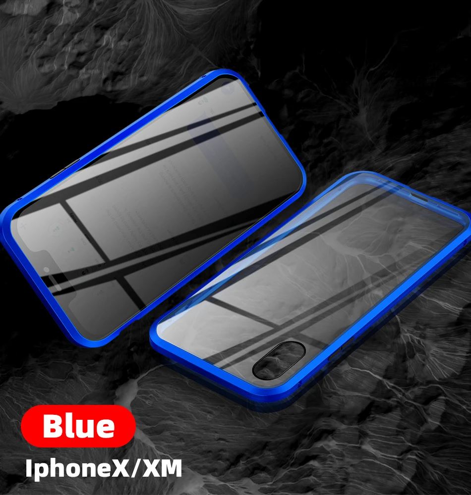 Магнитный чехол из закаленного стекла для iPhone 11 Pro 7 8 6 6s Plus X XR XS MAX 360 магнитный антишпионский защитный Магнитный чехол