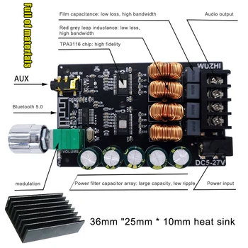 

100WX2 Bluetooth Digital Amplifier Board 2 Channel Audio Amp Module with Filter TPA3116 VH99