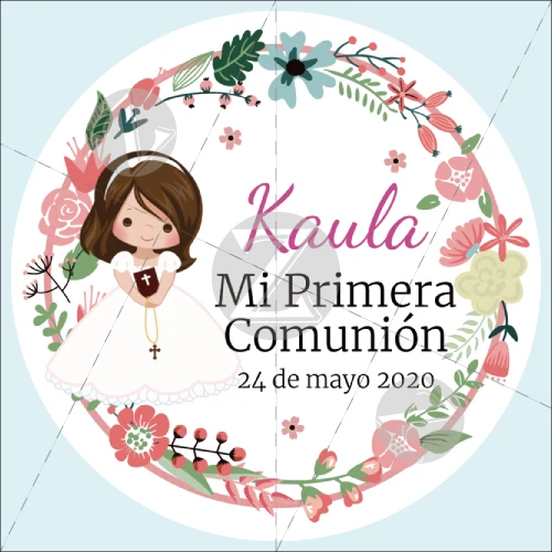 Mi Primera Comunion Sticker First Communion Favor Tag. Holy Communion  Sticker Choose Hair Color and Attire