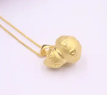 

New Pure 24K Yellow Gold Three-dimensional Pendan 19x18mm Blessing Gourd 2.19g NO Necklace