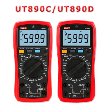 

UNI-T Digital Multimeter True RMS UT890C UT890D+ Manual Range AC DC Frequency Capacitance Temperature Tester Backlight