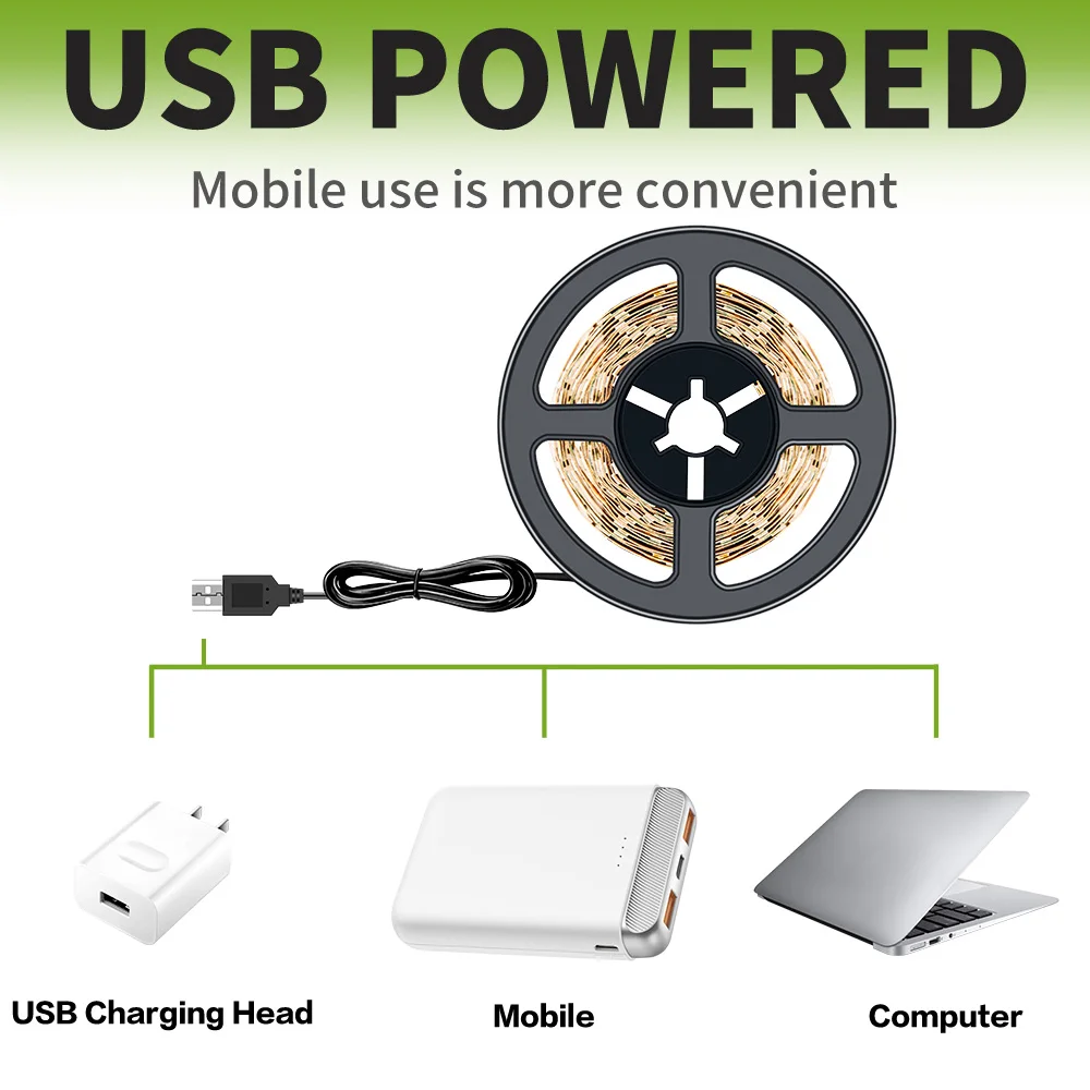 Светодиодная лента USB светильник ТВ Подсветка Диодная 50 см 1 м 2 3 4 5 2835SMD DC5V Тира