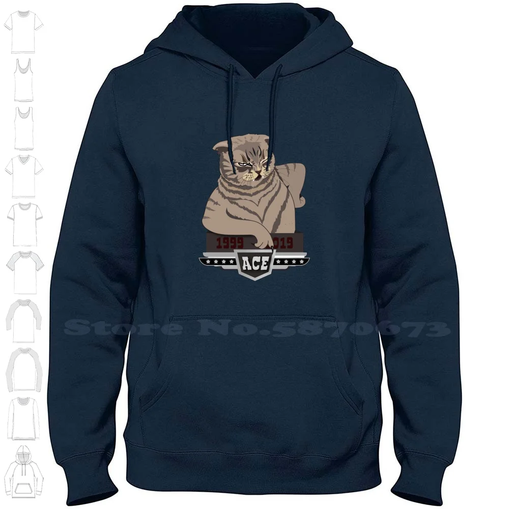 

Cat Ace Streetwear Sport Hoodie Sweatshirt Cat Ace Cool Animal Fine Unisex Humor Smile