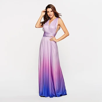 

Long Elegant Women Halter Party Dress Slim Sleeveless Strapless Strap Backless Summer Fade Print Dress Vestidos 9 colors
