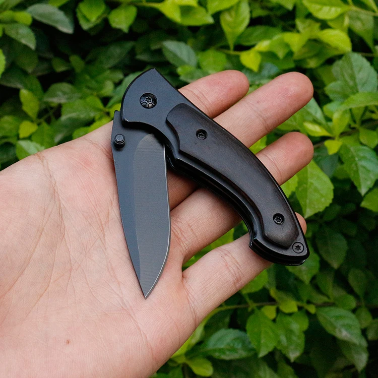 

High quality Mini 440c Steel Handmade Folding Hunting Knife 58HRC Rosewood Handle Survival Camping Tactical folding knife Black