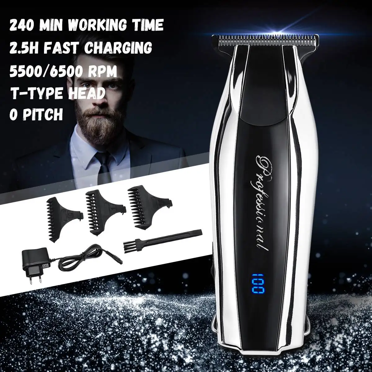 100-240V Electric Hair Trimmer Rechargeable Hair Clippers Cordless Bald trimer Men's hair Shaver Razor Two-speed haircut Machine