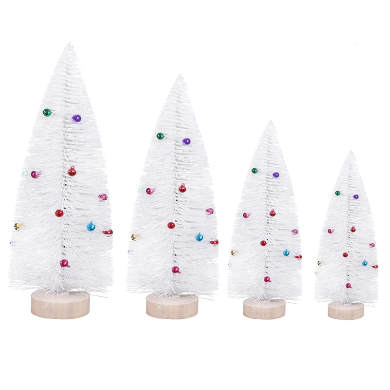 Распродажа блестки сосновые иглы маленькие деревья мини белая Рождественская елка с Цветные колокольчики Рождественский Настольный Декор Рождественская елка
