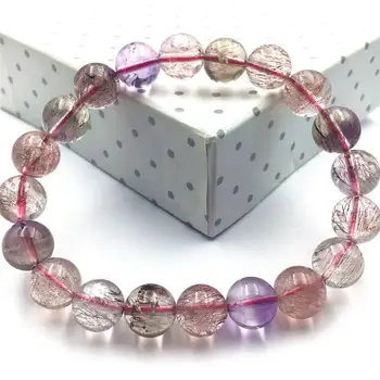 

10mm Natural Super Seven 7 Melody Quartz Seven Rutilated Fashion Bracelet Women Love Gift Crystal Round Beads Jewelry AAAAA