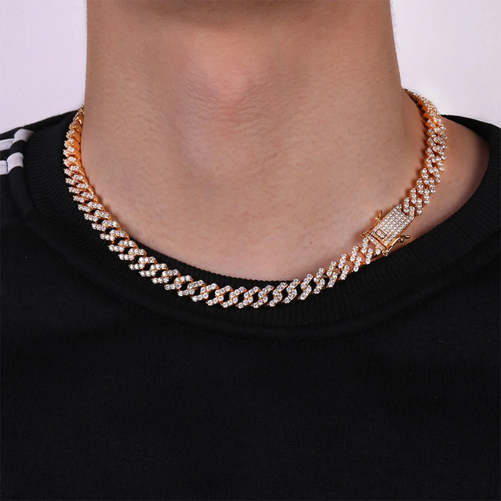 

Hip Hop Iced Gold/Silver/Rose Gold Cuban Chain Micro Pave Bling Cubic Zircon Necklace Link Chain Statement Necklace Rock Jewelry