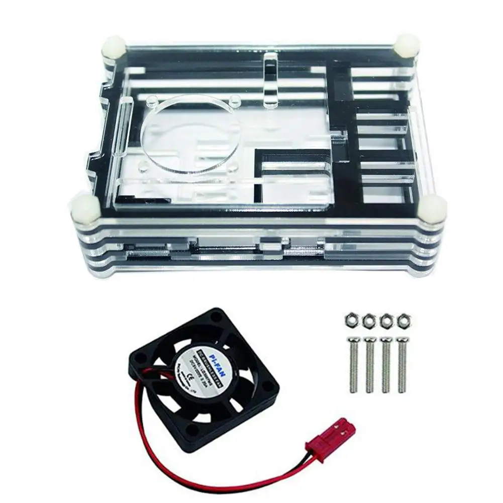 For Raspberry Pi 4 4B Development Board Motherboard Chassis without Teeth 9 Layer Acrylic Shell Fan 3