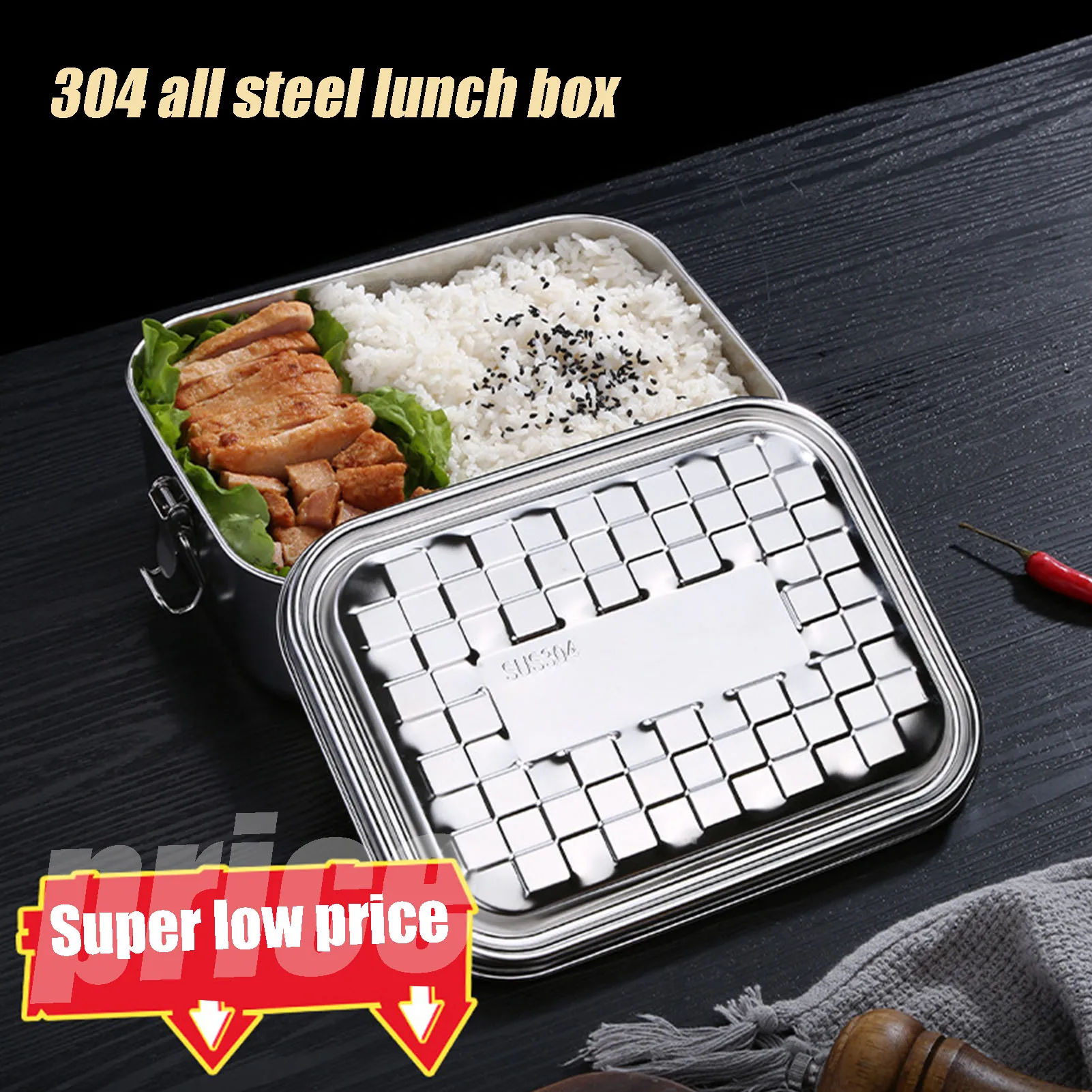 600ml/1000/1500/1900ML Lunch Box 304 Stainless Steel Anti-leak Bento Box Strong Tightness For Storing Various Fruits Snacks