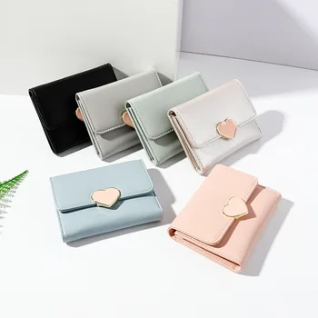 

2019 new women's wallet zipper coin purse card package three fold short wallet Korean version of multi-function ladies wallet