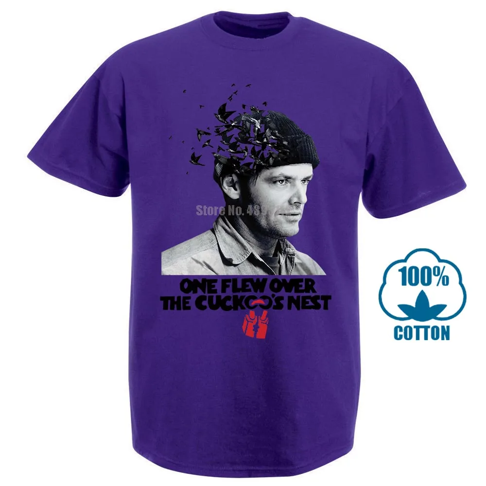 Один летел над Cuckoo S Nest V2 плакат Dtg Футболка белая все размеры S 4Xl - Цвет: Фиолетовый