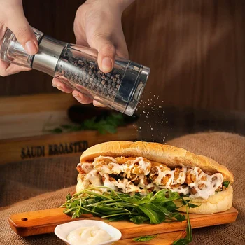 

Professional Salt and Pepper Grinder Set of 2,Stainless Steel Manual Salt and Pepper Mill Shaker with Stand,Adjustable Coarsenes