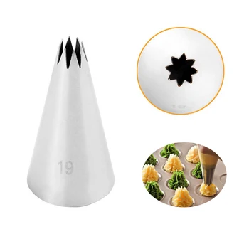 

HMZCN 19# Large Size Open Star Piping Nozzle Stainless Steel Icing Tips Cupcake Pastry Tools Cake Cream Decoration Tools