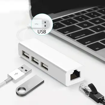 

3IN1 Usb Converter USB2.0 HUB Splitter Type c2.0 To RJ45 Ethernet Network Card