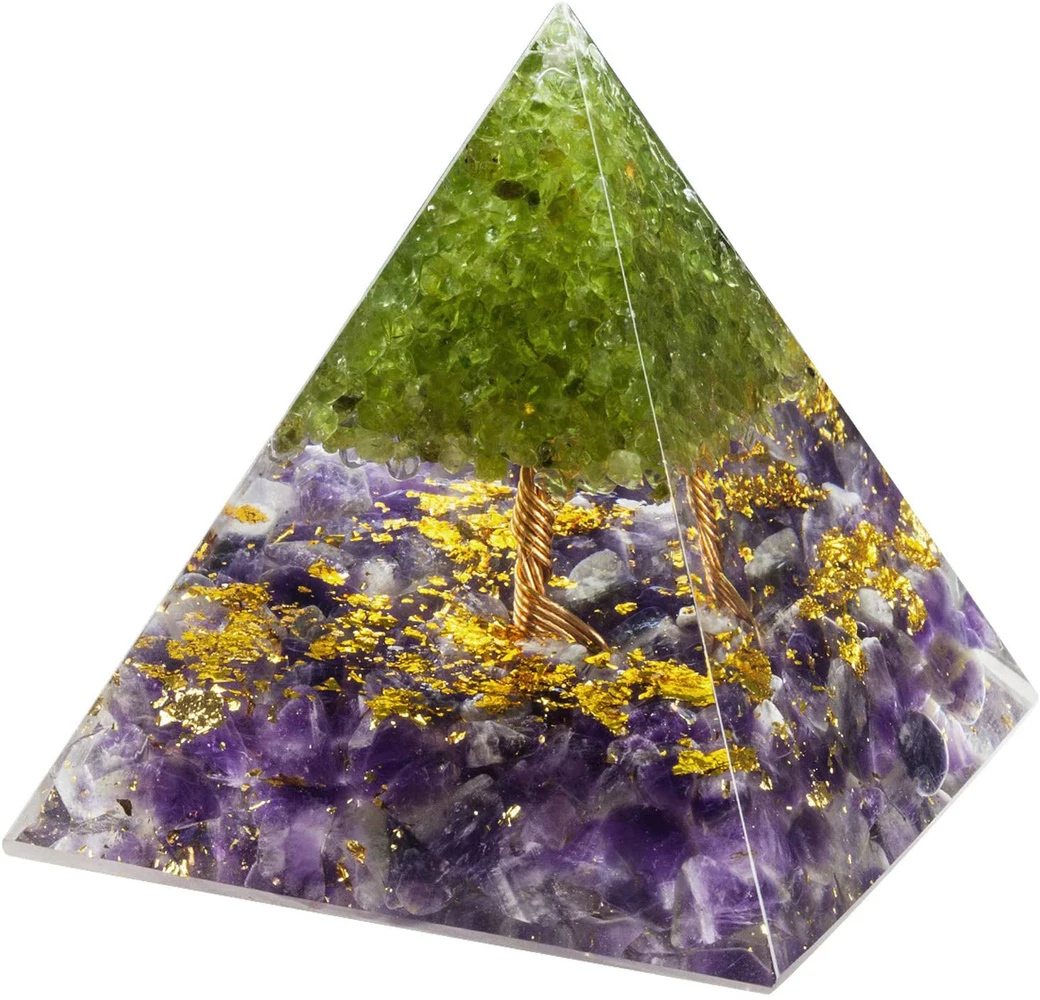 1pc Pyramide D'orgonite Arbre De Vie Pierre Naturelle Cristal