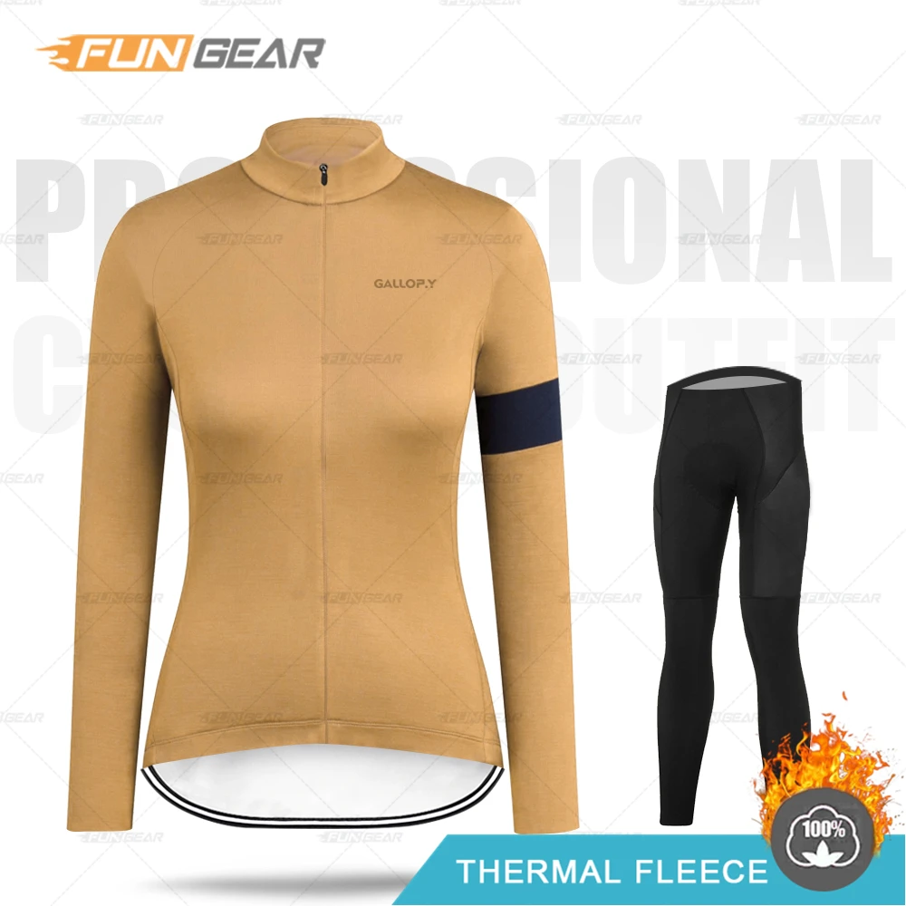 Normal Cycling Set 4 Зимняя женская одежда, комплект из Джерси с длинным рукавом, Hembra, Теплая Флисовая одежда, Модный женский комбинезон для шоссейного велосипеда - Цвет: Normal Cycling Set 4