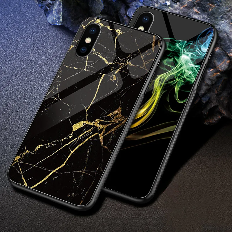 10 шт./лот, чехол для iPhone 5 5S SE для телефона 6, 6 S, 7, 8 Plus, X, XR, XS, 11 Pro Max, закаленное стекло, силикон, туманность, мрамор, дым, узор