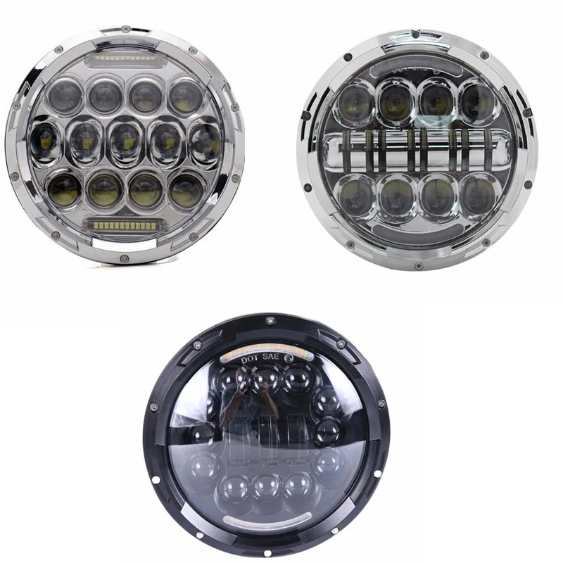 2PCS 7inch Black 50W Motorcycle Headlight with DRL and Turn Signal LED Headlamp for Harley Davidson.7 inch headlamp for jeep wrangler TJ CJ JK J g