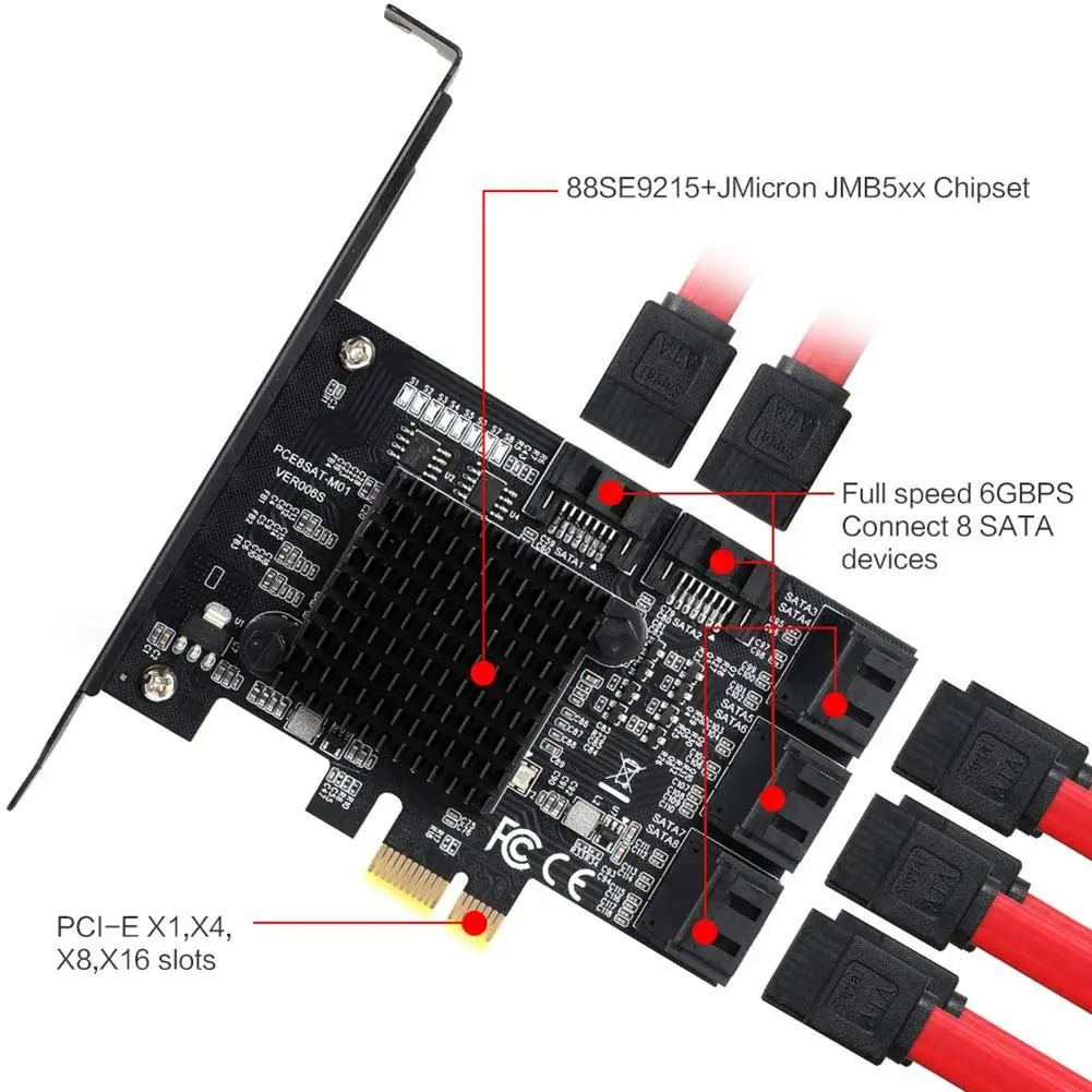 PCIe To SATA3 0 Controller Expansion Card 6 Or 8 SATA Cables Support For WIN XP 2
