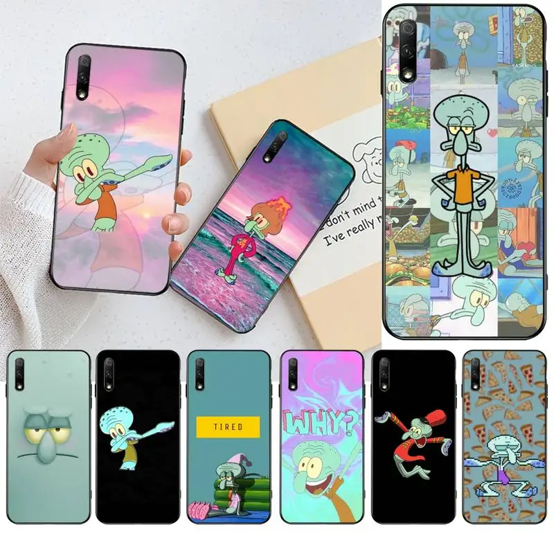 

HPCHCJHM cartoon Squidward Dab Soft Silicone TPU Phone Cover for Huawei Honor 30 20 10 9 8 8x 8c v30 Lite view pro