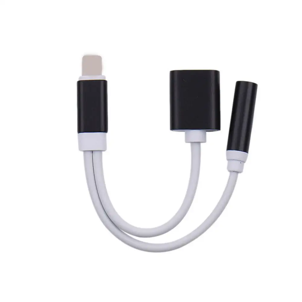 Адаптер Auriculares Adaptador 2 в 1 для iPhone XR X XS MAX 8 7 Plus 3,5 мм разъем для наушников разветвитель AUX конвертер адаптер - Цвет: Black