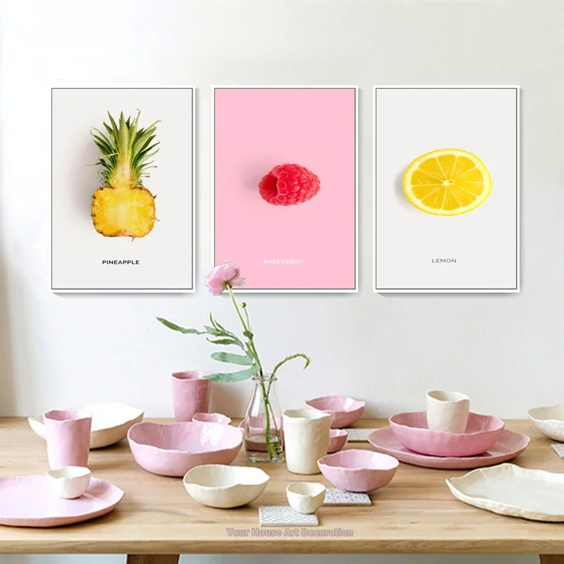

Posters And Prints Wall Art Fruit Canvas Painting Coconut Tomato Pineapple Avocado Printed Modular Picture Home Kitchen Decor
