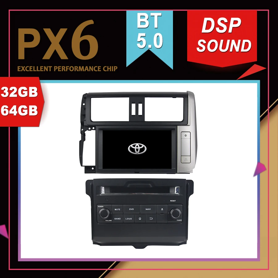 PX6 Отличная производительность Android 9 0 Автомобильный мультимедийный GPS для TOYOTA Prado