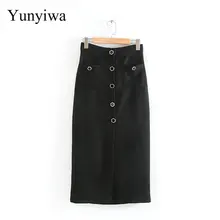 Женская мода, карманы, накладные пуговицы, прямая юбка миди, Faldas Mujer, Женская шерстяная юбка на молнии сзади, Vestidos, шикарные юбки