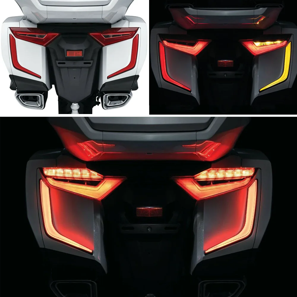 Motorcycle LED Lights Motorcycle Accessories A Pair LED Rear Saddlebag Accents Light Warning Stop Lamp Red Lenses Kit Honda Goldwing GL 1800 GL1800 F6B -UP