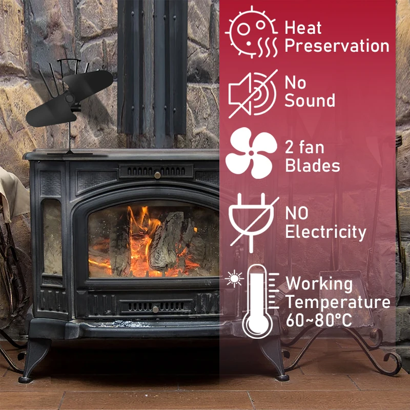 2 Blade Hot Blast Stove Fan Home Silent Hot Blast Stove Fan Ultra Quiet Wood  Stove Fan Fireplace Fan Ecological Thermal Cycle - AliExpress