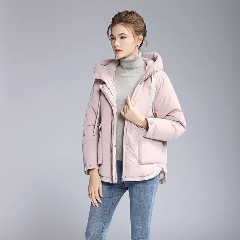 Роскошные женские пуховики с капюшоном miegofce зимняя верхняя одежда повседневная теплая верхняя одежда топ бренды куртки размера плюс синие короткие свободные - Цвет: Розовый