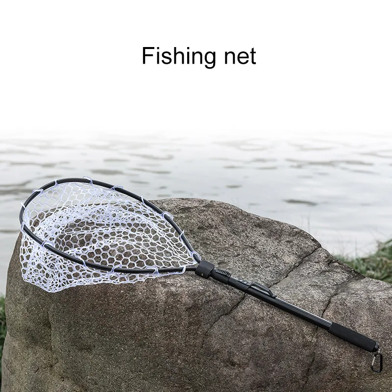 Fishing Net Fish Landing Net Foldable Collapsible Pole Handle Durable