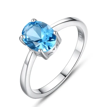 

Allakalo Natural Solitaire Sky Blue Oval Topaz Stone Sterling Silver Rings for Women S925 Fine Jewelry Gemstone Anel Gifts AR031